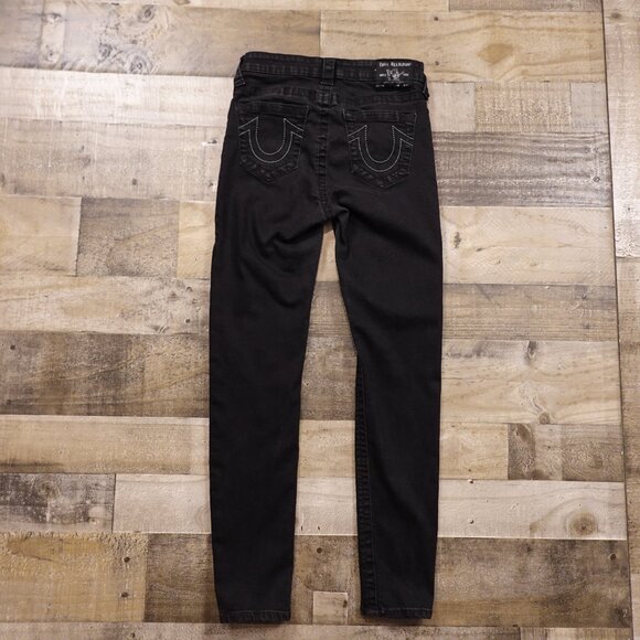 True Religion Halle Jeans Women’s 29 Black Mid Rise Super Skinny Denim - Picture 11 of 14